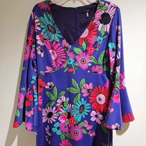 Trina Turk A-Line Pink and Purple V-Neck Dress - Picture 1 of 5